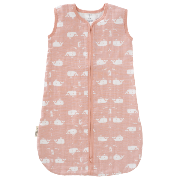 Slaapzak muslin 2-laags Whale Mellow Rose